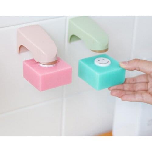 Self-Adhesive Magnetic Soap Holders Wooden Soap Dish with Sticker Soap Shelves Wall Mounted Storage Rack Bathroom Accessories