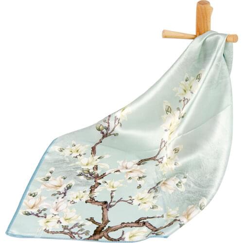 Pure Silk Scarf Women Bandana Female Hair Scarf Cherry Handkerchief Womens Natural Silk Square Head Scarf Neck Scarf for Women