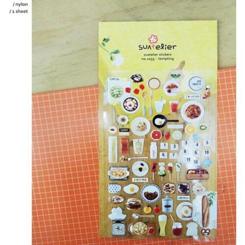 Suatelier cutting dies stickers scrapbooking yummy Italian foods cookbook sketchbook cards decorative number sticker pack