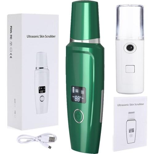 Ultrasonic Skin Scrubber Nano Sparyer Steamer Facial Peeling Shovel Pore Cleaner Exfoliator Face Blackhead Remover DeepCleaning