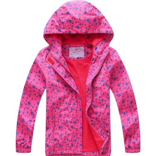 Waterproof Windbreaker Girls Jacket For Child Hooded 2020 Autumn Winter Star Polar Fleece Girls Outerwear Coat 3-12T Kids Jacket