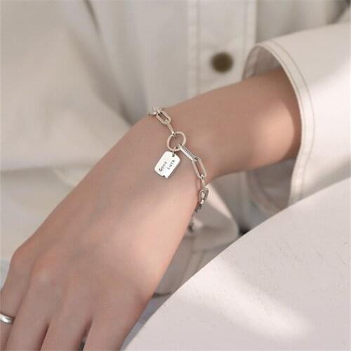 Top Quality Silver Plated Bracelet For Women Jewelry Trendy Letter Round Square Bracelet Girls Party Acessories Cool Hand Bijou