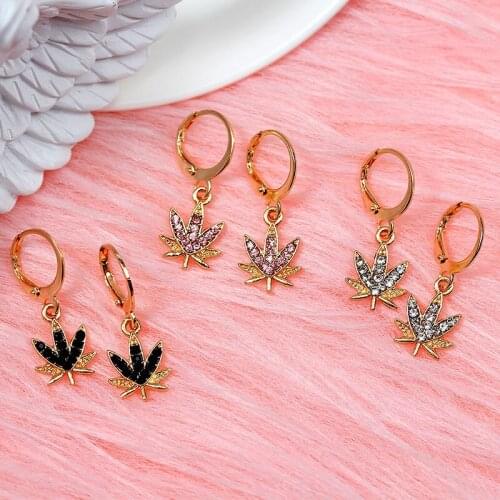 2020 New Maple Leaves Crystal Drop Earrings for Women Multicolor Geometric Earrings Fashion Statement Jewelry Friendship Gift