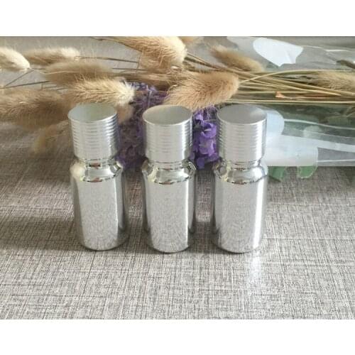 10ml essential oil glass bottle silver plated makeup storage travel container refillable cosmetics bottles packaging wholesale