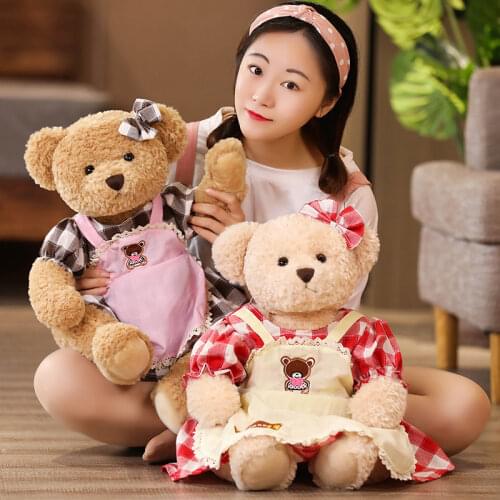 2 Pcs/Lot 45/65cm Cute Couple Teddy Bear With Cloth Plush Toys Dolls Stuffed Toy Kids Baby Children Girl ValentineS Day Gift