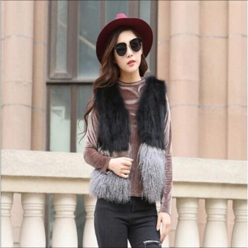 2019 new Mongolia Sheep Fur fur vest Raccoon Dog Fur beach wool female long section of the new Korean fashion wild was thin ja