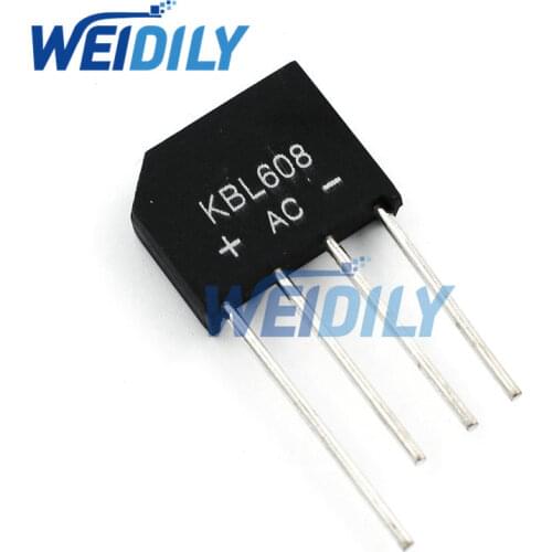 5PCS/LOT KBL608 KBL 608 Bridge Pile 6A 800V Flat Bridge Rectifier New