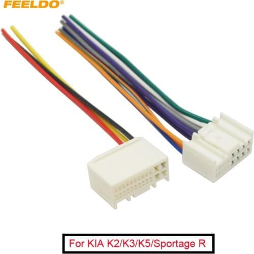 FEELDO 1Pair Car Radio Audio Power Wire Harness Adapter For KIA K2/K3/K5/Sportage R Hyundai IX35/Tucson ISO CD Power Cable
