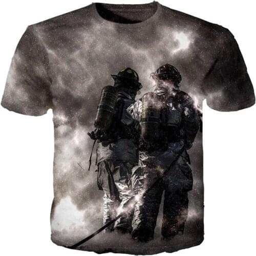 BenXsea Fashion 3d Grey Fire Fight T-Shirts Crewneck Short Sleeves The Most Beautiful Firefighters Summer T Shirt S-5xl