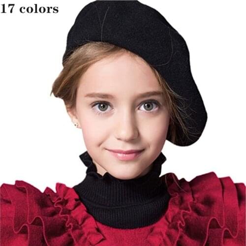 Kids Girls Boys 100% Wool French Dome Beret Hat Flat Cap Winter Autumn Fancy Dress Artist Painter Bailey Hat Wholesale