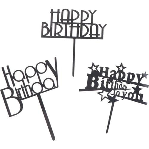 Shiny Happy Birthday Cake Topper Lovely Star Cupcake Toppers Cake Picks Cake Decoration Topper Toothpick Kids Birthday 1pc