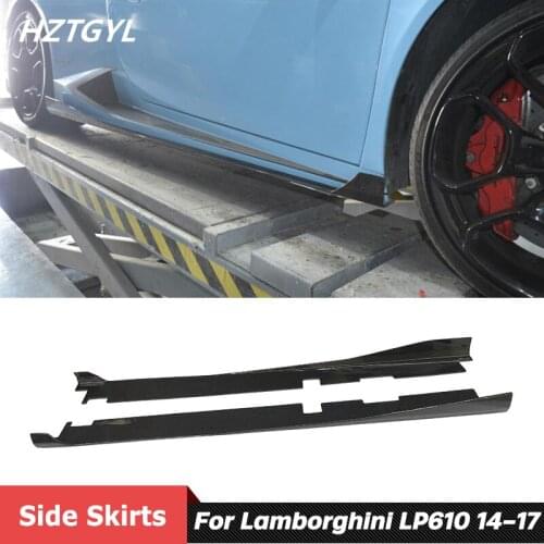 DM Style Carbon Fiber Material Side Skirts Lip Trim Extensions For Lamborghini Huracan LP580 LP610 Car Body Kit 2014-2017