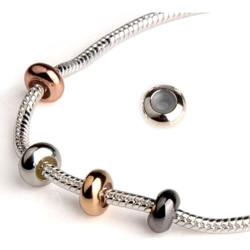 10pcs/lot European Round Stopper Clip Beads Silicone Rubber Smooth Spacer Beads European Screw Off End Bracelet Jewelry Findings