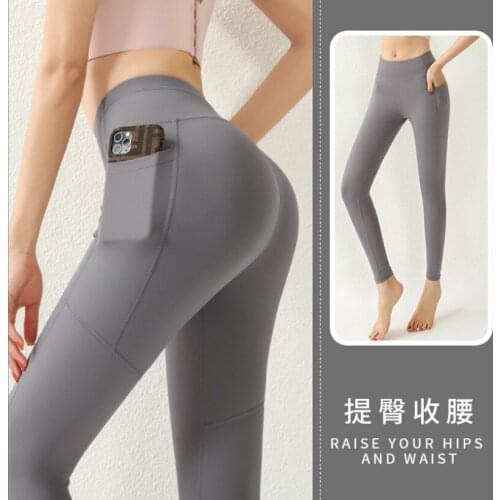Quick drying pocket running fitness pant womens elastic tight sports leggings ladys Tight hip lifting Yoga Pant