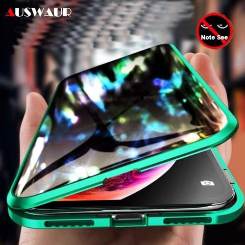 360 Protect Double Magnetic Tempered Glass Phone Case for iPhone 6S 7 8 Plus XR XS 11 Pro MAX SE Anti-spy Privacy Phone Case