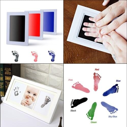 Footprint Imprint Kit Baby Ink Pad Storage Memento Ink Newborn Baby Souvenir Drawer Inkless Handprint Casting Photo Frame Kits