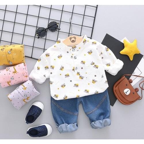 Children T-shirt Casual BOYS Cartoon Full India Stand Collar Long-sleeved Shirt Versatile Children Childrenswear Piece Wholesal