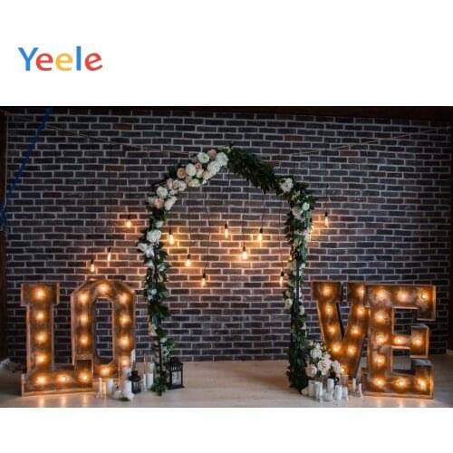 Yeele Wedding Love Photography Backdrop Brick Wall Light Baby Birthday Party Photo Vinyl Backgrounds Photocall For Photo Studio