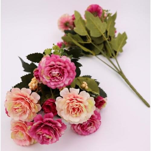 Artificial Artificial fake flower peony Flower Bouquet Plastic Silk Cloth Floral Decor Home Wedding Party Fake Flower Bouque