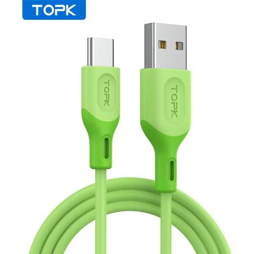TOPK AN84 Micro USB Type C Cable for XiaoMi redmi note 9 3A Fast Charging Liquid Silicone Mobile Phone Data Cable for Samsung