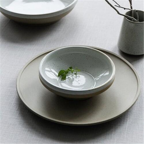 KINGLANG White spray home ceramic soup bowl fruit bowl salad bowl