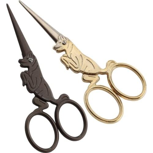 Stainless Steel Chinese Zodiac Dog Vintage Scissors Household Craft Scissors Classic Manual DIY tools Fabric Embroidery Scissors