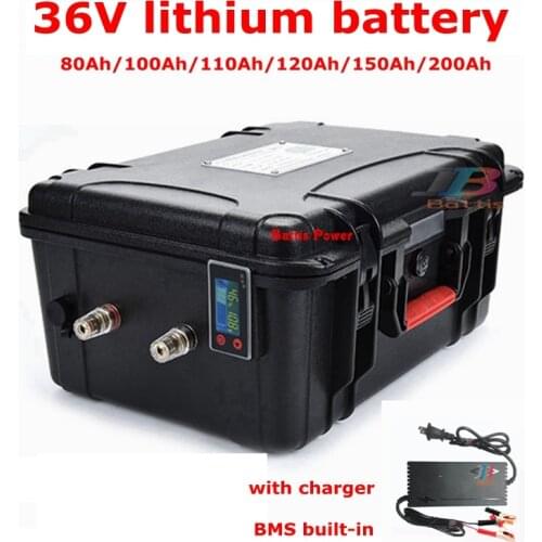 36V 60Ah 80Ah 100Ah 120Ah 130Ah 150Ah 200Ah Lithium li ion battery for electric fishing boat RV solar system caravanas +Charger