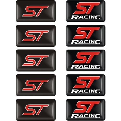 10pcs ST RACING Emblem Sticker Label 3D ST Logo Sport Style Decal for Ford Focus Fiesta Ecosport Kuga Mondeo Everest Accessory