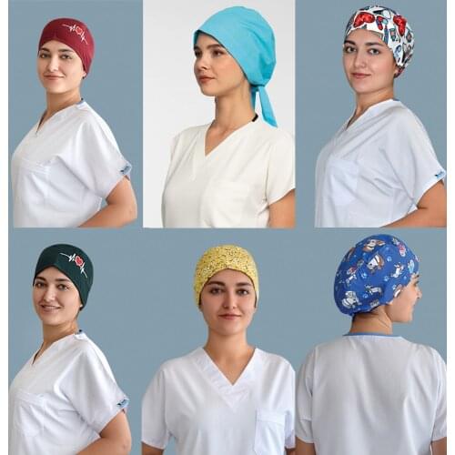 2020 New Medical Embroidery Nurse Hat For Women Doctor Nurse Dentist Surgical Hygienic Handmade Comfortable Bonnet For Health
