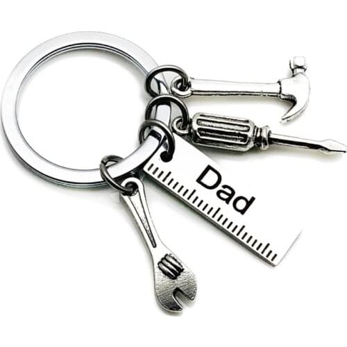 New Dad Letters Keychains Creative Hammer Screwdriver Wrench Keyring Handbag Decor Tassel Hanging Pendant Fathers Day Gifts