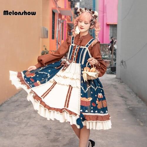 Melonshow Japanese Style Dress Sweet Lolita Dress Plus Size Blue Kawaii Dress Victorian Dresses Women Vintage Woman Clothes