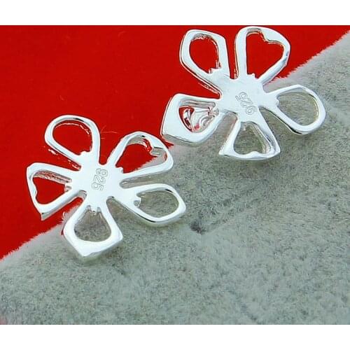 Lovely 925 Sterling Silver Flower Charm Earrings For Women Girls Fashion Jewelry Wedding Party Earrings Gifts