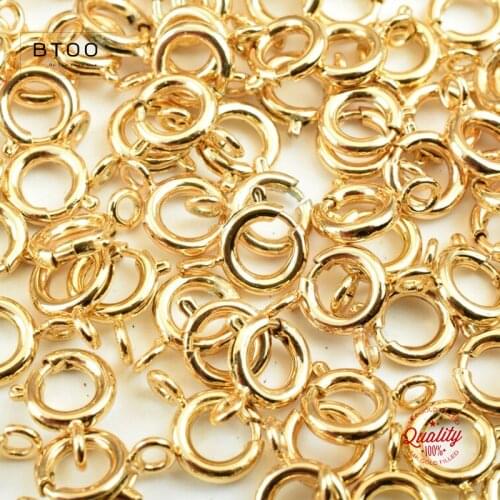50PC/Set 14K Gold Filled Spring Ring Clasps Hooks Bulk Wholesale Supplies for Bracelets Necklace Making Handmade Jewelry Craft D