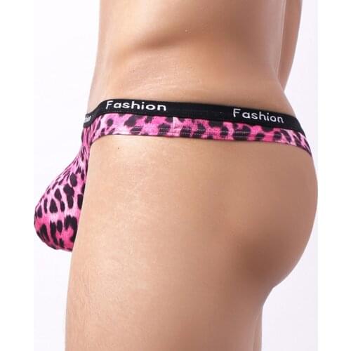 Men New Printed Thong Men Low-waist G-Strings T Back Male Panties Sexy Leopard Print Exotic Gay Underwear Sissy Bikini Jockstrap