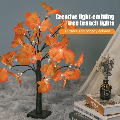 LED Maple Leaves Tree Light Table Lamp for Bedroom Autumn Decor for Home Artificial Leaves Ornaments Festival Room Decoration