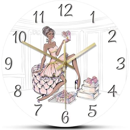 High Heel Shoes Luxury Wall Clock Fashion Girl With Tide Shop Boutique Decoration Hanging Wall Watch Silent Non-ticking Clock