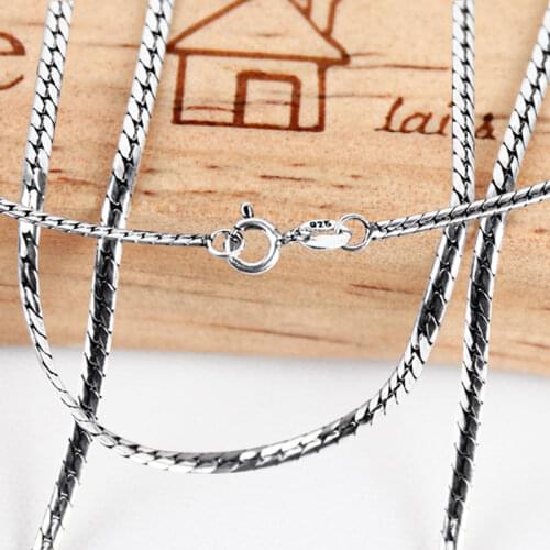 ZHJIASHUN Vintage Natural Silver 925 Snake Chain Long Bone Necklace Fashion Choker Chain Sterling-Silver-Jewelry Fashion