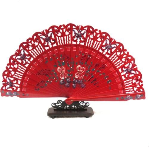 Hot Sale Spanish Old-Fashioned Wedding Dress Decorated Hand-Painted Folding Wooden Hand Fan Dance Performance 39
