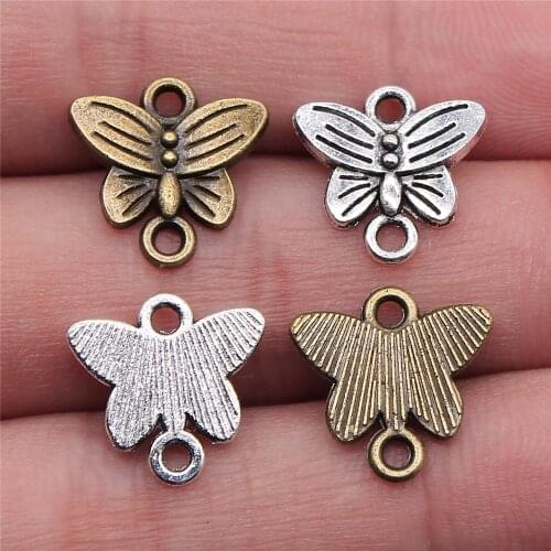 WYSIWYG 20pcs 14x14mm Butterfly Connector Charms Butterfly Charms Vintage DIY Handmade Craft For Jewelry Making