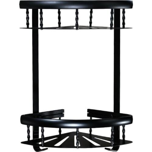 ZhangJi Bathroom Bathroom Wall mount Corner Shelf Set Aluminium Shelves Storage Organizer Rack Holder Shower Shampoo Soap Black