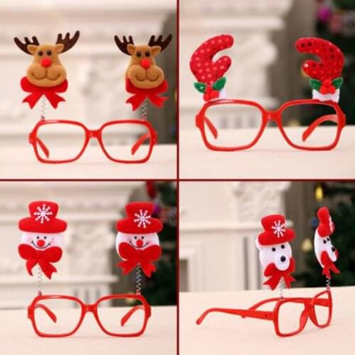 1PCS Lovely Christmas Decorative Glasses Frame Multi-pattern Santa Claus Snowman Bear Elk New Year Xmas Decoration Kids Children
