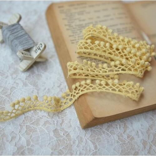 10 Meters Yellow Cotton Lace Hometexile Cloth Knitting Embellishments DIY Crafts 100% Cotton Water Soluble Lace Trims