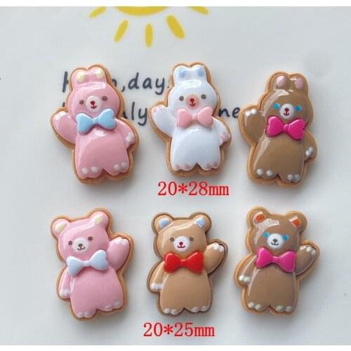 10Pcs Cartoon Bows Bear Rabbit Resin Cabochon Flatbacks Scrapbooking Hair Accessories Phone Decoration Crafts DIY Embellishments