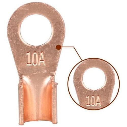10PCS OT-10A 5.2mm Dia Red Copper Circular Splice Crimp Terminal Wire Naked Connector for 1.5-4 Square Cable Free Shipping