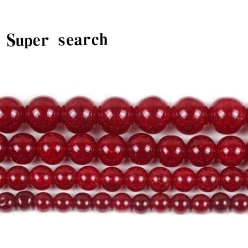 15"Strand Smooth Dark Red Round Cracked Crystal Stone Beads Loose Spacer Beads For Jewelry Making Bracelet Neck 6-12mm