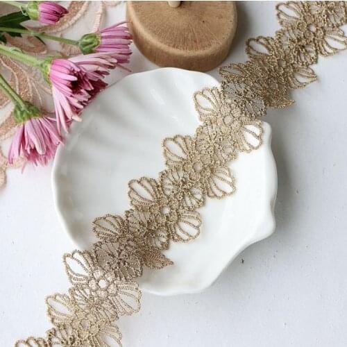 2 Yards Thin Wave Edge Trims High Quality Gold Lace Ribbon Stage Performance Accessories 1.2cm Width