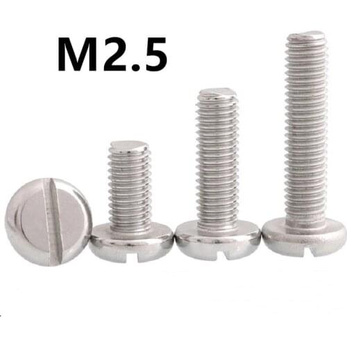 200PCS M2.5x4/5/6/8/10/12/14/16/18/20/22/25mm DIN85 GB67 304 Stainless Steel Slotted Pan Screws Slotted Grooving Screw