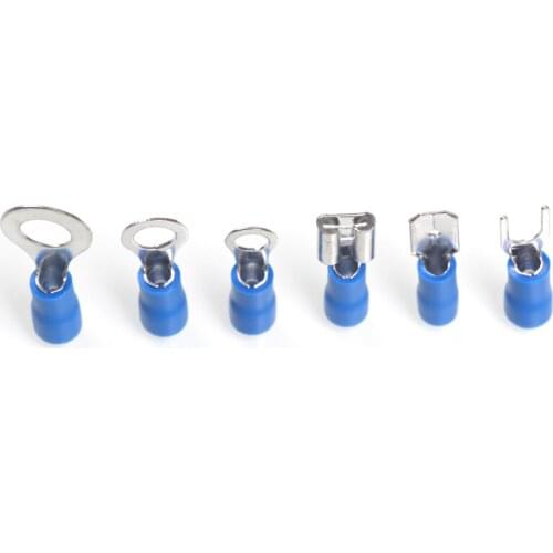300Pcs/Set Electrical Assorted Wire Crimp Terminals Insulated Spade Fork Ring Butt Connectors Kit Red Blue Copper