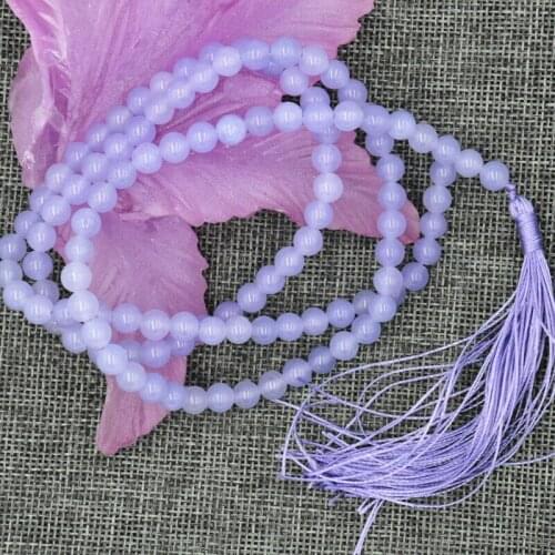 6mm Tibetan Buddhism 108 Lavender Jade stone Prayer Bead Mala Necklace