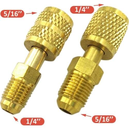 2pcs Brass R410a AC Refrigerant Adapter 5/16" 1/4" SAE Male Female For R410 R32 R22 Valve System Accessories